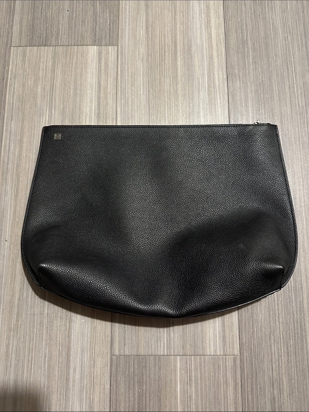 Toteme Black Leather Zip Pouch Clutch